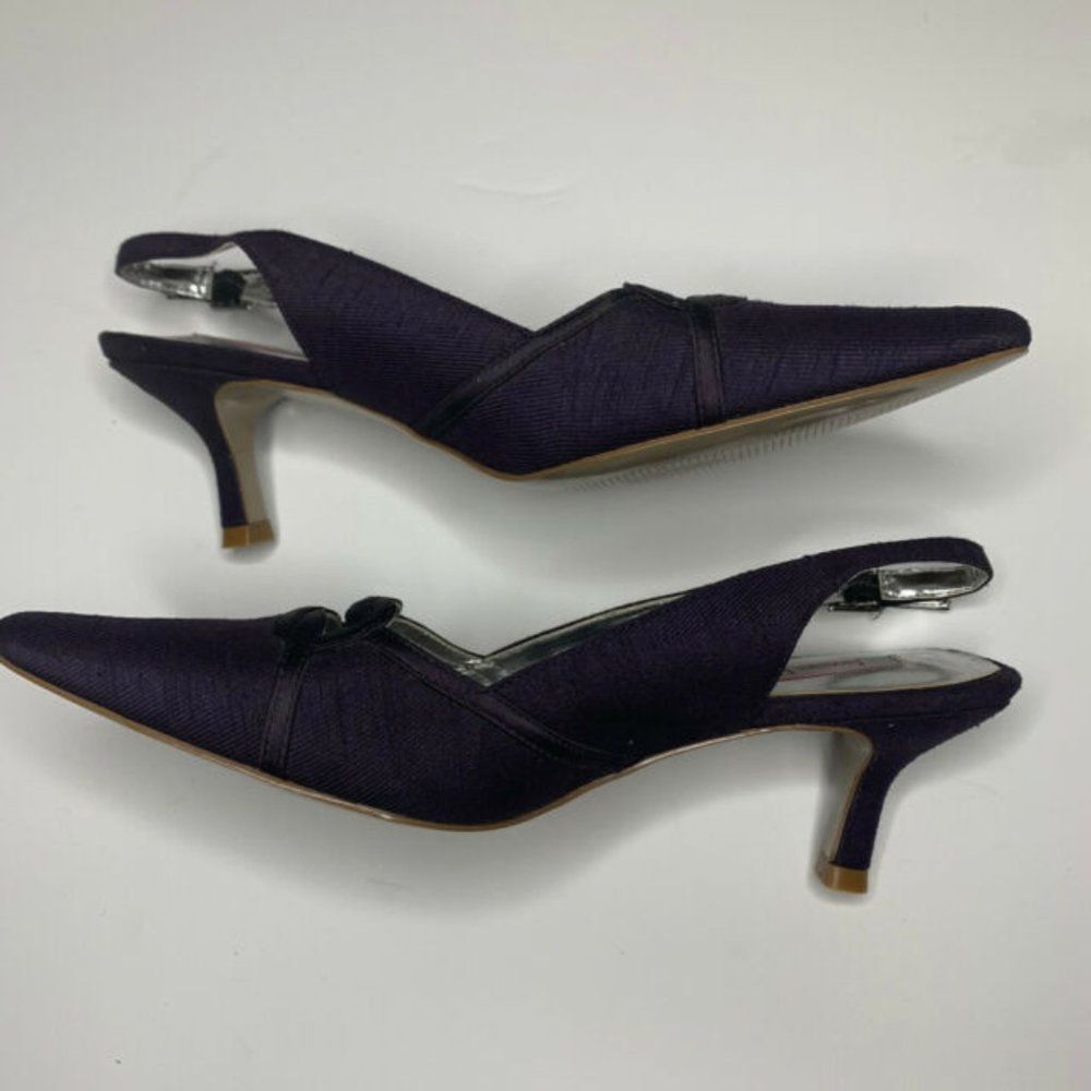 Jacques Vert Dark Purple Pointed Toe Slingback Ki… - image 7